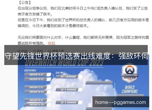 守望先锋世界杯预选赛出线难度：强敌环伺
